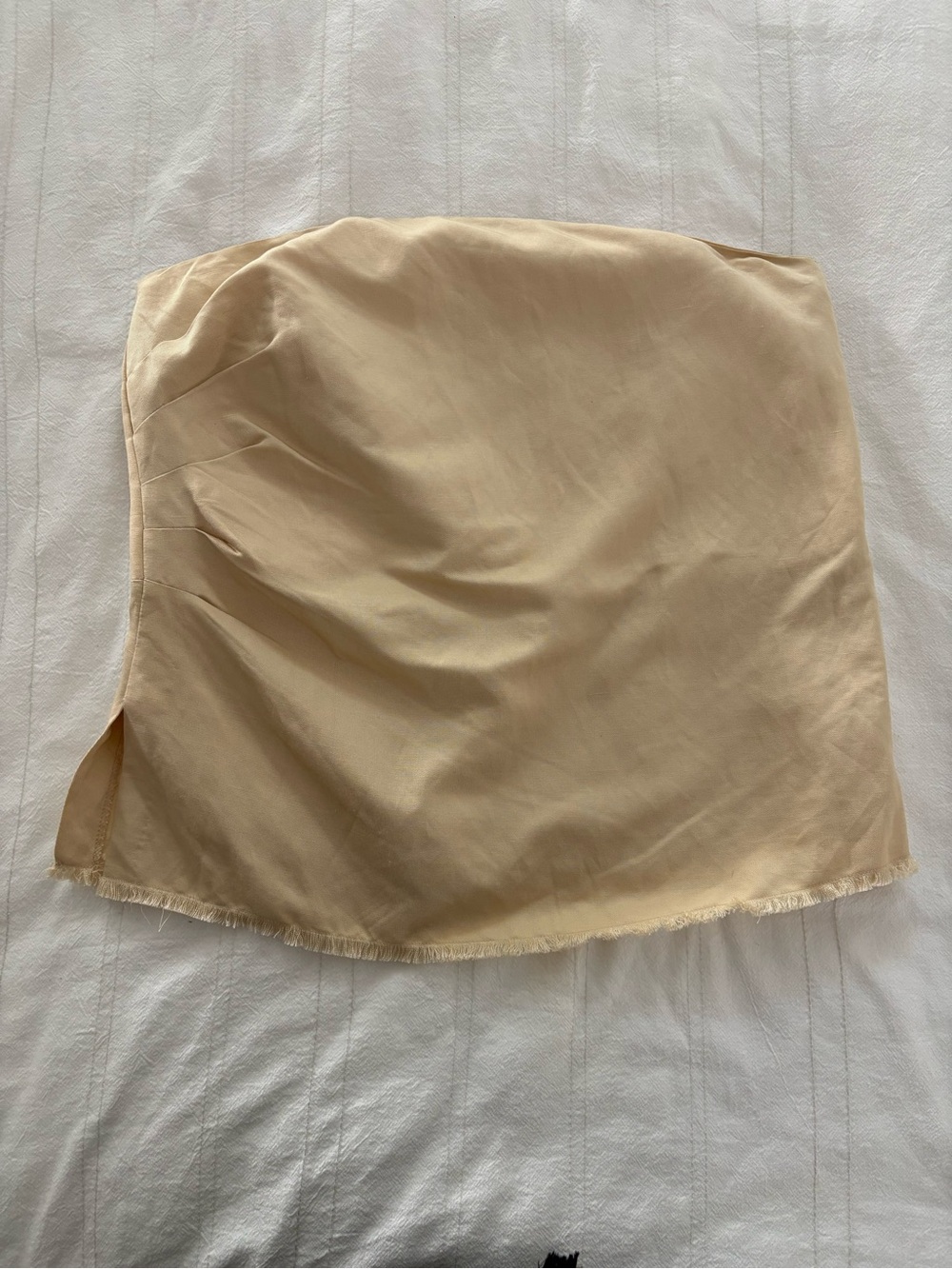MNG Mango Tan Tube Top Frayed Hem Linen Blend Size XL